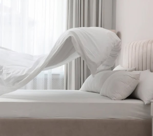 Bedding with luxury duvet on top